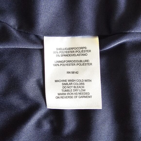 LONDON TIMES NWT Women’s Size 14 Navy Asymmetrical Ruched Dress - Picture 8 of 8